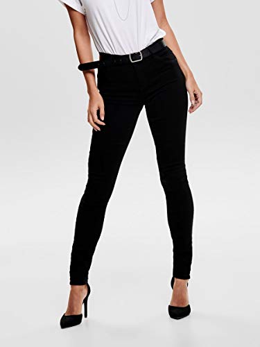 Only Onlrain Reg Skinny Jeans Cry6060 Vaqueros, Black Denim, 34W / 30L para Mujer