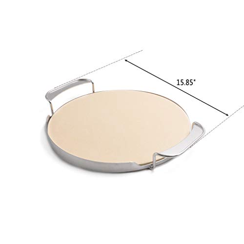 Onlyfire φ33,52cm Piedra de Pizza con Soporte de Mango para Horno de Pizza, Parrilla a Gas, Parrilla de carbón, Kamado, Se Adapta al Sistema de Barbacoa para Weber Gourmet