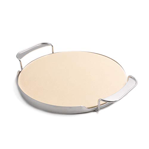 Onlyfire φ33,52cm Piedra de Pizza con Soporte de Mango para Horno de Pizza, Parrilla a Gas, Parrilla de carbón, Kamado, Se Adapta al Sistema de Barbacoa para Weber Gourmet