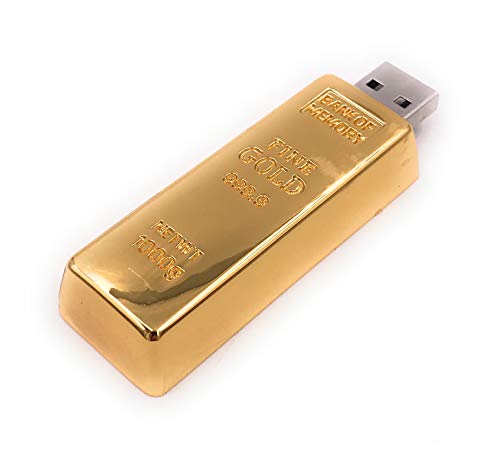 Onwomania Lingotes de Oro Metal Precioso Memoria USB Stick en Caja de Regalo de ALU 8 GB USB 2.0