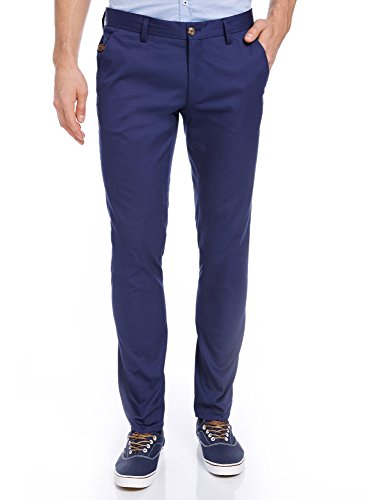 oodji Ultra Hombre Pantalones de Algodón Slim Fit, Azul, 44