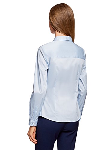 oodji Ultra Mujer Camisa Entallada Básica, Azul, ES 44 / XL