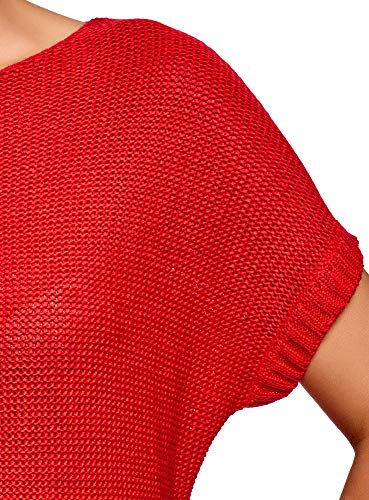 oodji Ultra Mujer Jersey Básico de Manga Corta, Rojo, ES 46 / XXL