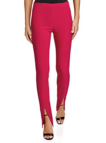 oodji Ultra Mujer Pantalones Ajustados de Tiro Alto, Rosa, ES 44 / XL