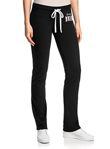 oodji Ultra Mujer Pantalones de Punto con Cordones, Negro, ES 38 / S