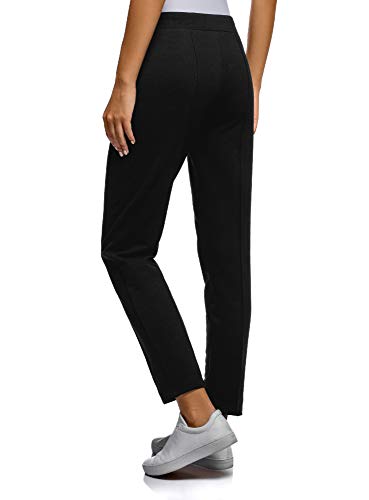 oodji Ultra Mujer Pantalones Deportivos con Inscripción, Negro, ES 34 / XXS