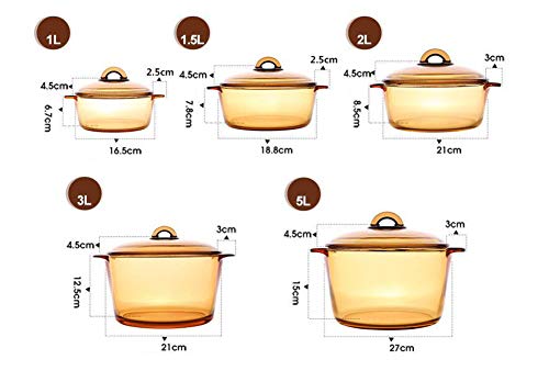 OOFAY El Pote De Cristal Inicio Binaural Cristalino Transparente De Vidrio Ámbar Pot Alta Temperatura del Fuego Directo Burning Sopa De Olla Grande Wok Cocina De Gas Crisol De Guisado,1.5L