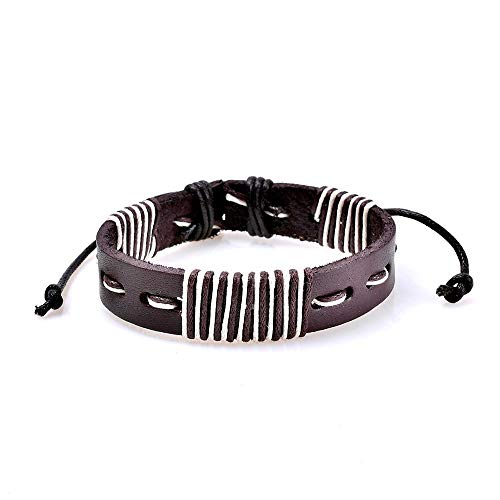 OPAKY Pulseras para Mujeres Joyería Pulsera de Cuero Hecha a Mano de Múltiples Capas de la Pulsera de Las Mujeres de la Manera Cuero Trenzada, Ajustable,con un Bolso de joyería