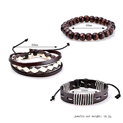 OPAKY Pulseras para Mujeres Joyería Pulsera de Cuero Hecha a Mano de Múltiples Capas de la Pulsera de Las Mujeres de la Manera Cuero Trenzada, Ajustable,con un Bolso de joyería