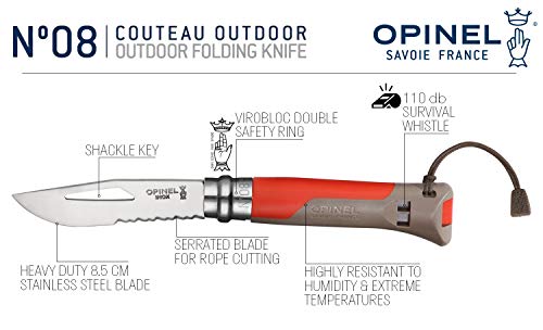 Opinel O001714 Cuchillo N°08, Rojo, M