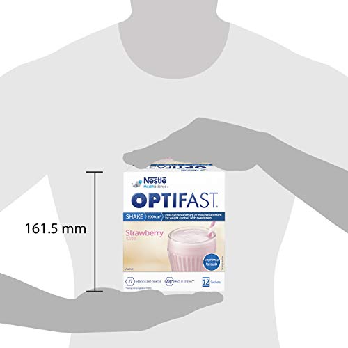 OPTIFAST Batido Fresa - Envase de 12 sobres de 53g cada uno, sustitutivos de la comida para control de peso