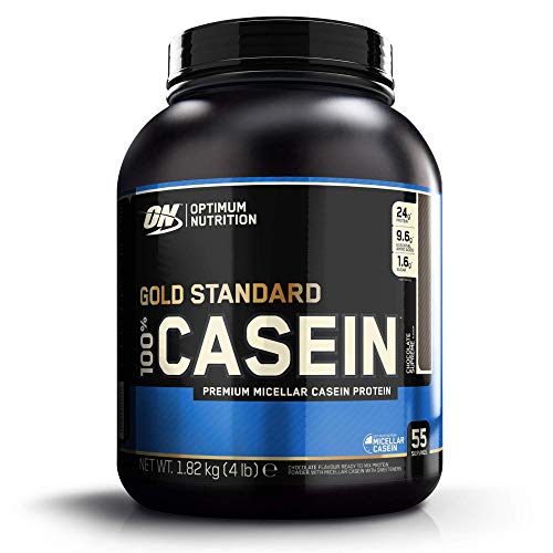 Optimum Nutrition ON 100% Gold Standard Casein, Proteínas en Polvo con BCAA Aminoacidos Ramificados y Esenciales, para recuperación, bajo en Azúcar, Chocolate, 55 porciones, 1.82 kg