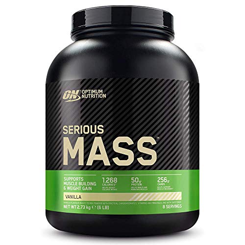 Optimum Nutrition ON Serious Mass Proteina en Polvo Mass Gainer Alto en Proteína, con Vitaminas, Creatina y Glutamina, Vainilla, 8 Porciones, 2.73kg, Embalaje Puede Variar