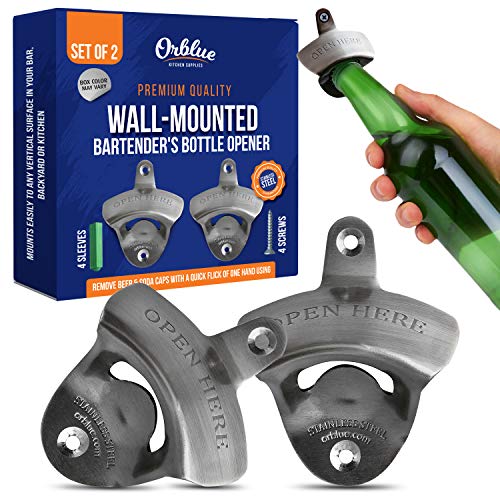 ORBLUE Abridor de botellas de pared tipo camarero, kit de 2