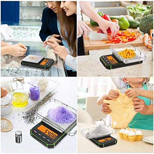 ORIA [Nueva Versión] Báscula Digitales de Precisión, 300g/0.01g Mini Balanza de Bolsillo con 100g de Peso de Calibración, Báscula Digital para Cocina con Función de Tara, Pantalla LCD Retroiluminada