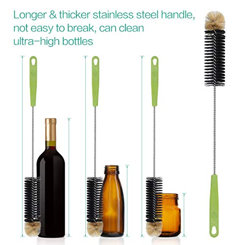 ORIA Set de Limpieza de Biberón, 4Pcs Cepillo de Botellas Multiusos, Juego de Cepillos de Limpieza con Largo Mango y Cerdas de Nylón, Tamaños Diferentes para Limpiar Botellas, Tubo, Termos, etc