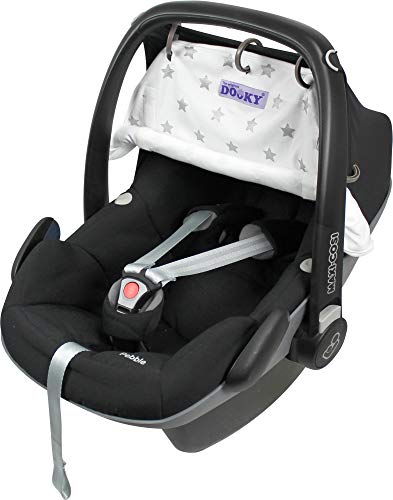 Original Dooky - Parasol para carrito y silla de coche, diseño de estrellas, color blanco y plateado