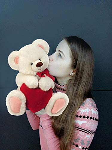 Original Honey Bear – Oso de peluche, con corazón, 30 cm, color blanco