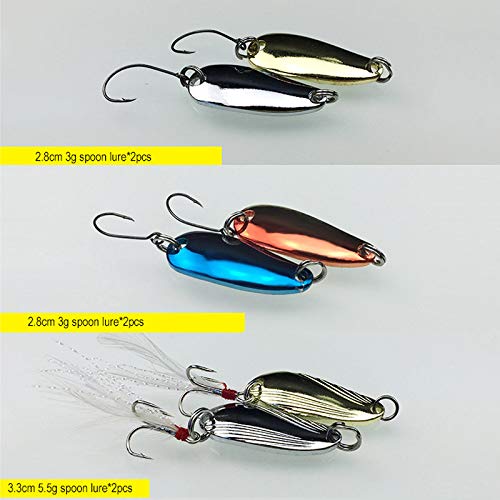 OriGlam 10 señuelos de pesca para cebo de metal bajo cuchara dura cebo, cucharas de pesca de metal para pesca de cebo de metal, cuchara de pesca spinner