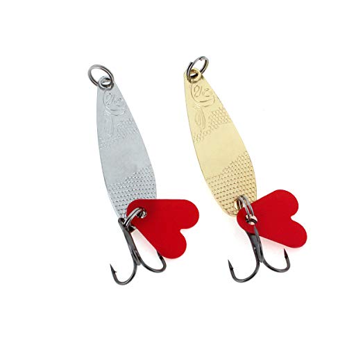 OriGlam - Juego de 10 cucharas de pesca con anzuelo, cucharas, señuelos de pesca duros, señuelos de pesca de metal, señuelos de pesca de metal, cebos de lentejuelas para trucha, panfish, bajo