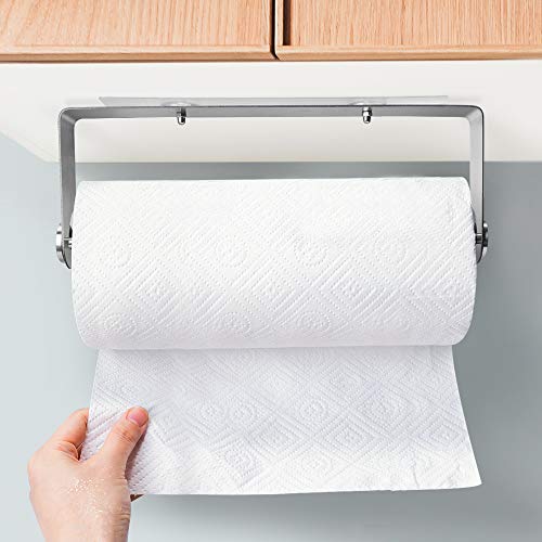 Orimade Adhesivo Portarrollos de Cocina Debajo Del Gabinete Dispensador Soporte para Papel Sin Perforar Acero Inoxidable