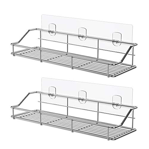 Oriware Adhesivo Estante Ducha Cesta Estanteria Organizador Baño Inodoro Cocina Sin Taladro SUS304 Acero Inoxidable - 2 Piezas