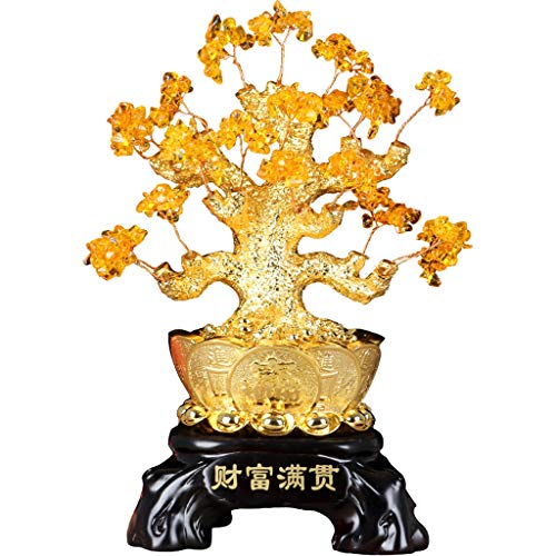 Ornamento de Escritorio Crystal fortuna decoración del árbol del árbol del dinero Living Room Bar decoración de la tabla tienda de don apertura Feng Shui plantas y flores árboles artificiales artesaní