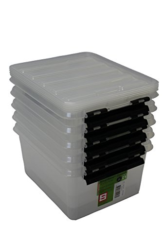 Orthex Clipbox Smart 35210705 Juego de 5 Cajas de almacenaje de plástico, 2 L, 21 x 17 x 11 cm, Transparente