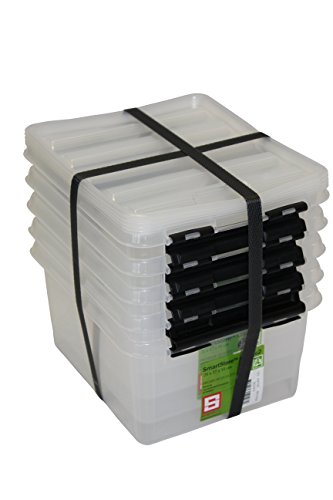 Orthex Clipbox Smart 35210705 Juego de 5 Cajas de almacenaje de plástico, 2 L, 21 x 17 x 11 cm, Transparente