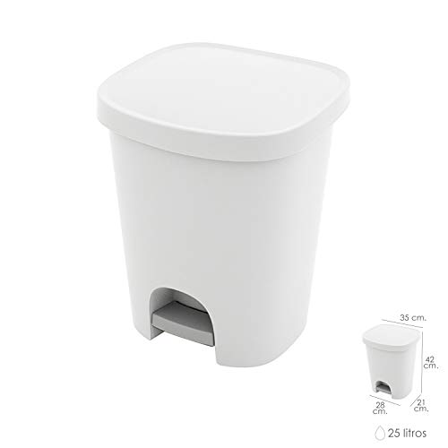 ORYX 5476010 Cubo Basura Con Pedal 25 Litros Plastico Blanco