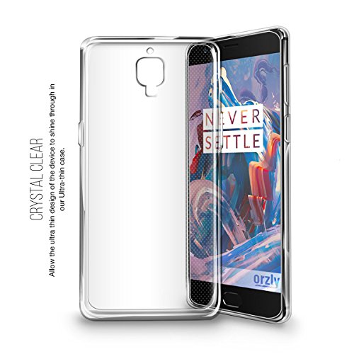 Orzly Funda OnePlus 3T / OnePlus 3, FlexiCase para OnePlus3 y OnePlus3T Smartphone (2016 Version/Dual SIM Modelo Teléfono Móvil) - Funda Protectora de Gel Flexible - 100% Transparente