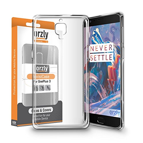Orzly Funda OnePlus 3T / OnePlus 3, FlexiCase para OnePlus3 y OnePlus3T Smartphone (2016 Version/Dual SIM Modelo Teléfono Móvil) - Funda Protectora de Gel Flexible - 100% Transparente