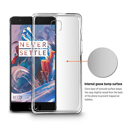 Orzly Funda OnePlus 3T / OnePlus 3, FlexiCase para OnePlus3 y OnePlus3T Smartphone (2016 Version/Dual SIM Modelo Teléfono Móvil) - Funda Protectora de Gel Flexible - 100% Transparente