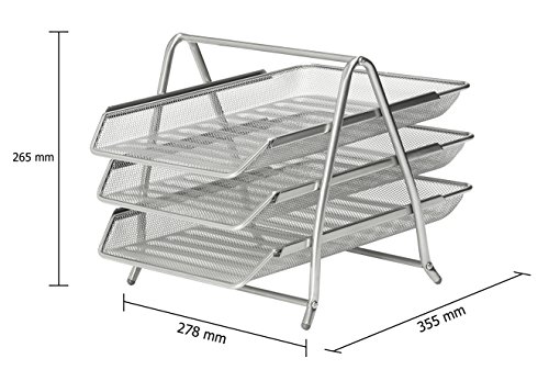 Osco 3TT-SLV - Bandeja para cartas de 3 niveles de malla metálica, color plateado