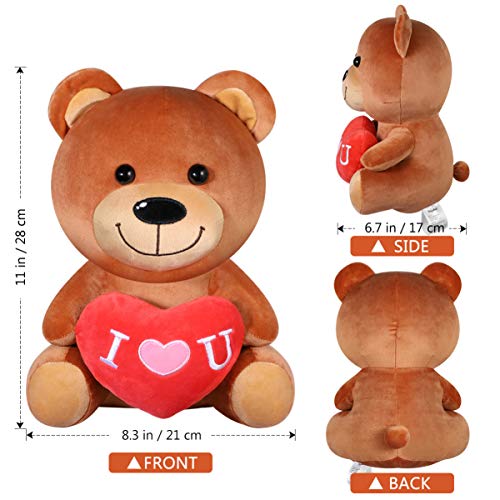 Oso de Peluche - Juguetes Rellenos Amante Regalos | con corazón Rojo Te Amo Regalo | Para Niñas y Mujer Cumpleaños Día de La Madre Día de San Valentín Navidad (28cm)