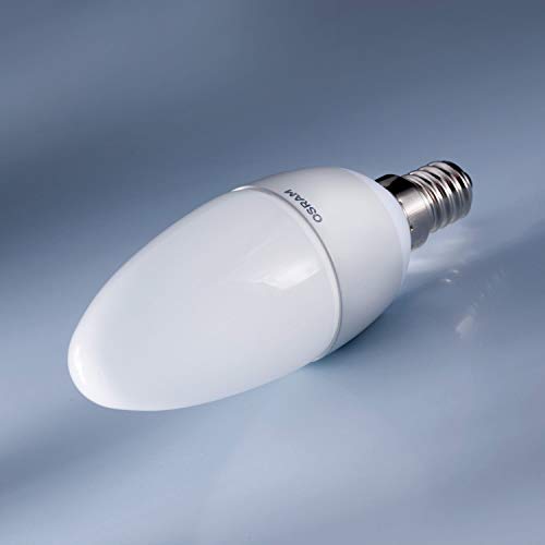 OSRAM LED BASE CLASSIC B - Lámpara, forma mini vela clásica, con casquillo enroscable, 240 V, 5 W, blanco cálido, pack con 3 unidades