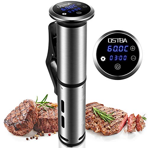 ostba Sous Vide Aparato de Cocina Precisión, Vaporera para cocinar al vacío 1200w a Prueba de Agua IPX7, Pantalla LCD táctil, Temporizador, Cocinero Circulador, Máquina de Cocción al Vacío