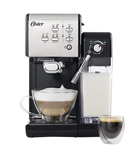 Oster Cafetera espreso Prima Latte II, 19 bares, con tratamiento de leche, plata, 0