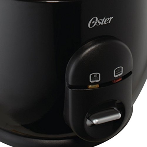 Oster CKSTRC61K-TECO - Olla de arroz y granos de titanio con bandeja de vapor, antiadherente, color plateado y negro