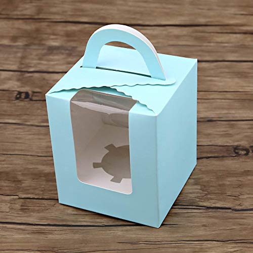 OTOTEC - Caja para tartas con ventana para ventana de color blanco/rosa/azul/verde, 10/20 unidades, 9,5 x 9,5 x 11 cm