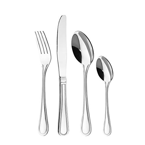 Otto Koning - Frankfurt - Set cubiertos de mesa 24 piezas, acero inoxidable - pulido espejo - con tenedor, cuchara, cuchillo y cuchara de café. Una cubertería de mesa con diseño clásico y sencillo