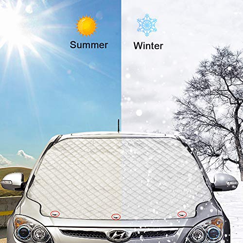 otutun Protector para Parabrisas Protector de Parabrisas con imán Cubierta de Parabrisas para Coche Protege de Rayos UV, Lluvia, Nieve Funda Plegable Parabrisa Delantero Todos los climas 183x116cm