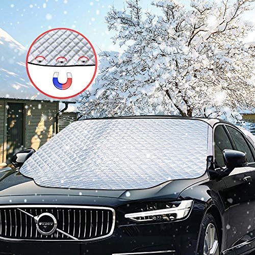 otutun Protector para Parabrisas Protector de Parabrisas con imán Cubierta de Parabrisas para Coche Protege de Rayos UV, Lluvia, Nieve Funda Plegable Parabrisa Delantero Todos los climas 183x116cm