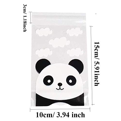 Ouinne 100 Piezas Bolsas de Celofán, Patrón de Panda Bolsas Regalo Cumpleaños para Frutos Secos, Caramelos, Chocolate