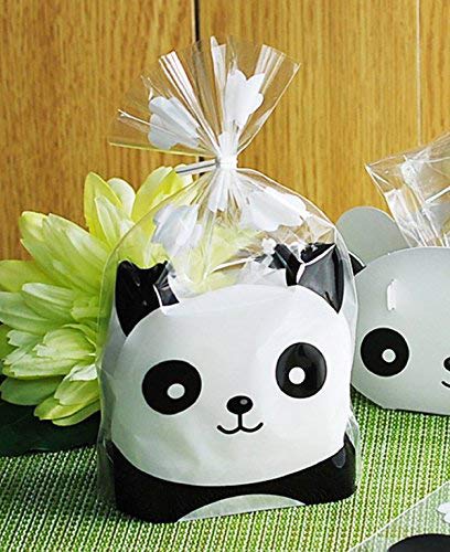 Ouinne 100 Piezas Bolsas de Celofán, Patrón de Panda Bolsas Regalo Cumpleaños para Frutos Secos, Caramelos, Chocolate