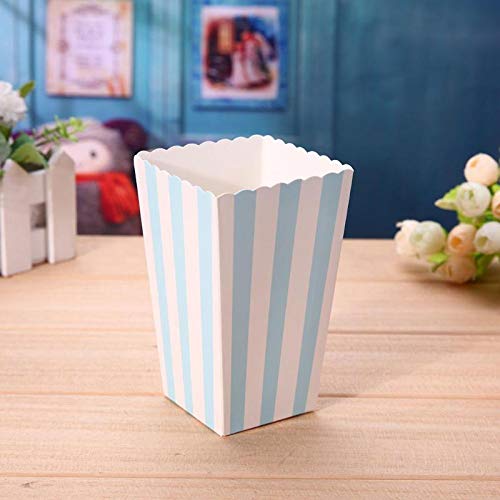 Ouinne Cajas de Palomitas, 24PCS Popcorn Boxes Maíz Envases del Sostenedor Cajas de Cartón de Bolsas de Papel para el Partido (Azul)