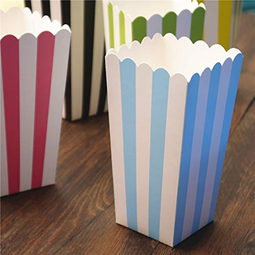 Ouinne Cajas de Palomitas, 24PCS Popcorn Boxes Maíz Envases del Sostenedor Cajas de Cartón de Bolsas de Papel para el Partido (Azul)