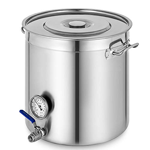 OUKANING Olla de Acero Inoxidable de 98L Utensilios de Cocina Olla de Cocina Olla de Sopa con Termómetro y Grifo para Gastronomía Estofado de Caldera, Elaboración de Cerveza, Almacenamiento