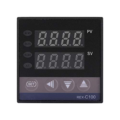 Oumefar Controlador de Temperatura Inteligente Alarma REX-C100 Interruptor de Temperatura LED Digital con Sensor de termopar K Funciones automáticas para energía eléctrica