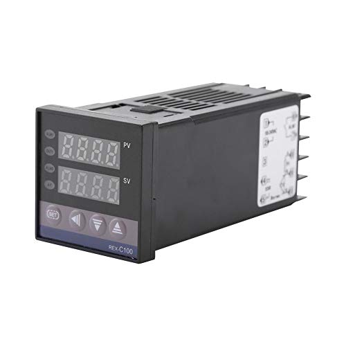 Oumefar Controlador de Temperatura Inteligente Alarma REX-C100 Interruptor de Temperatura LED Digital con Sensor de termopar K Funciones automáticas para energía eléctrica